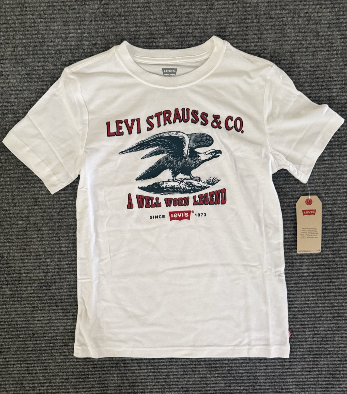 Levi's T-Shirt White Graphic Eagle. Kids Size Large. Americana. 4th Of July